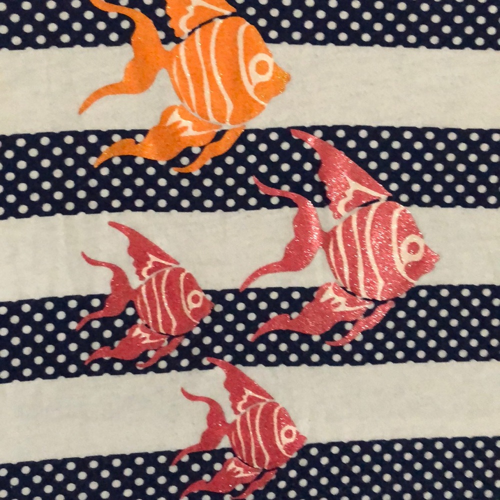 Blue & White Striped Tee w/ Fish Design - Picture 3 of 3